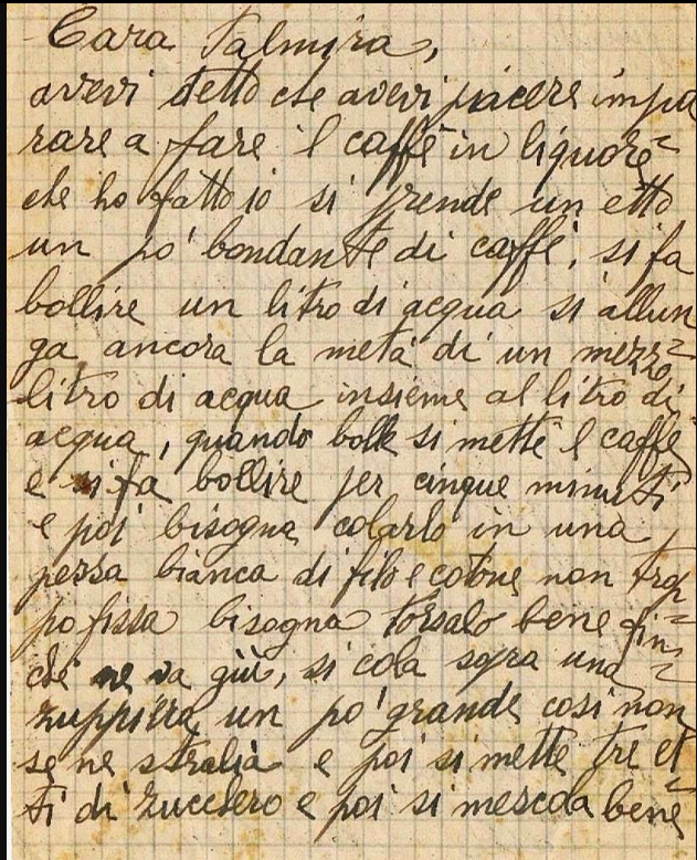 Pagina 1 del manoscritto/testo originale