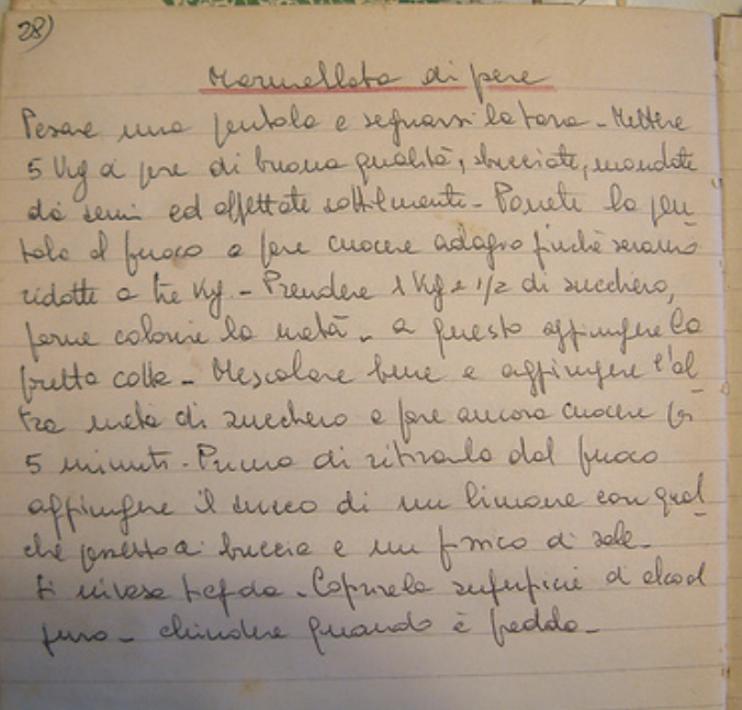 Pagina 1 del manoscritto/testo originale