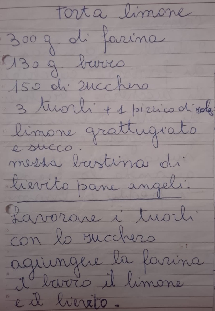Pagina 1 del manoscritto/testo originale