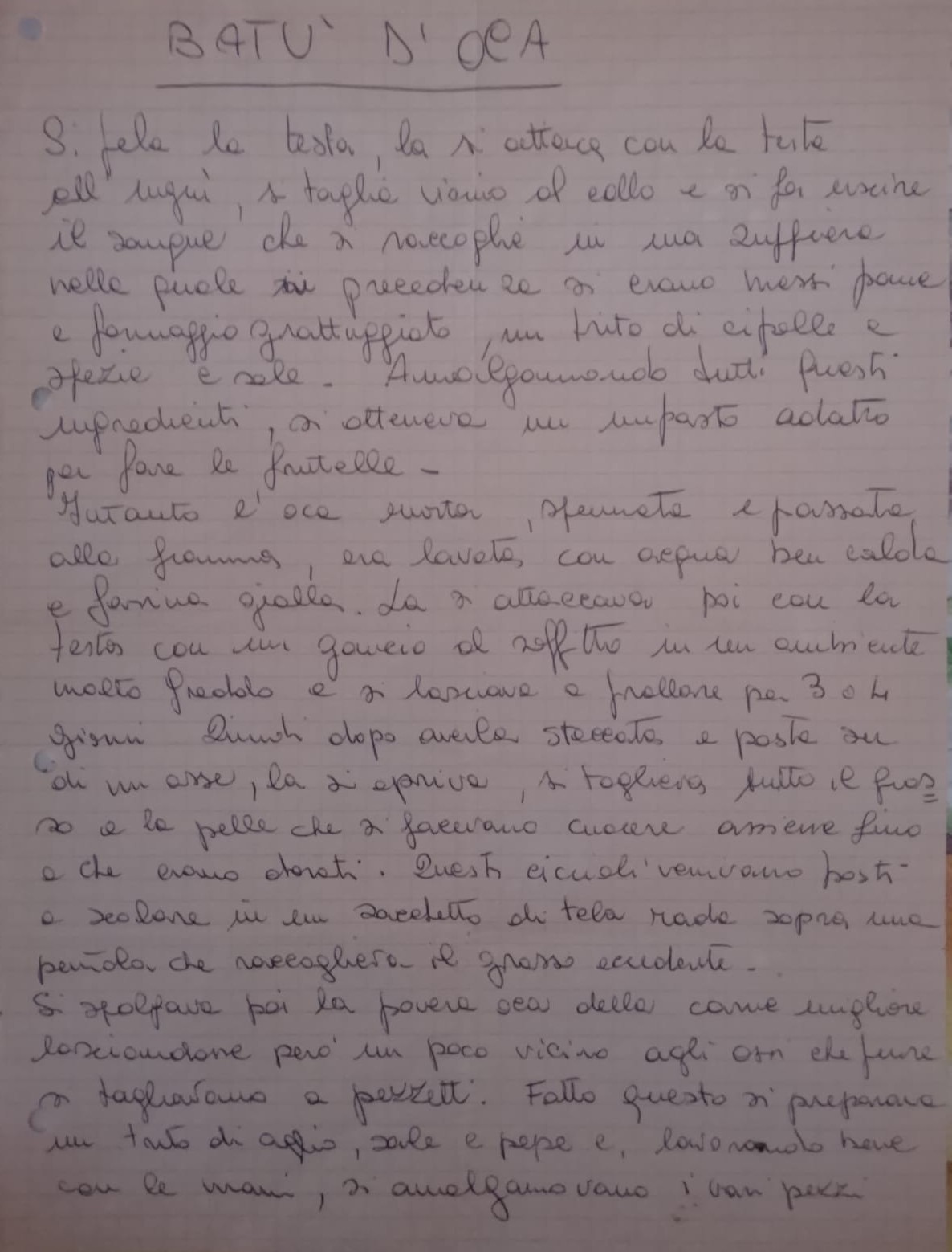 Pagina 1 del manoscritto/testo originale