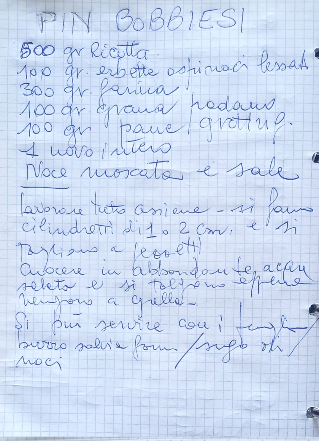 Pagina 1 del manoscritto/testo originale